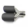 1Piece AK Dual Exhaust Tip Glossy Carbon Fiber Black Pipe Double Exhaust Tail End Pipe Exhaust Muffler Tip for Universal