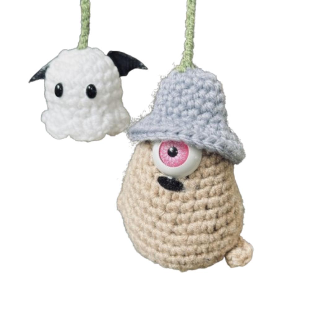 Ghost Shape Halloween Ghost Pendant Creative Crochet Halloween Decorations  Car Interior Decor