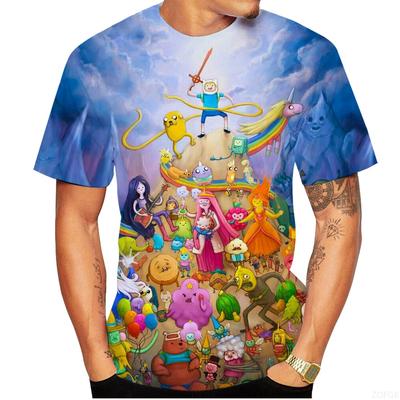 Estilo Popular de Verano Hombres y Mujeres Camiseta de Moda 3D Hora de Aventura Impresión Digital Manga Corta