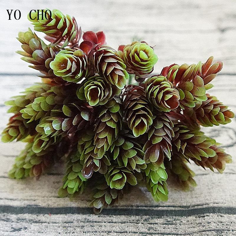 YO CHO Artificial Fake Plant Twigs Succulents Leaves 30 Heads Pineapple Grass Green Plastic Plant DIY Home Garden Wedding Decor