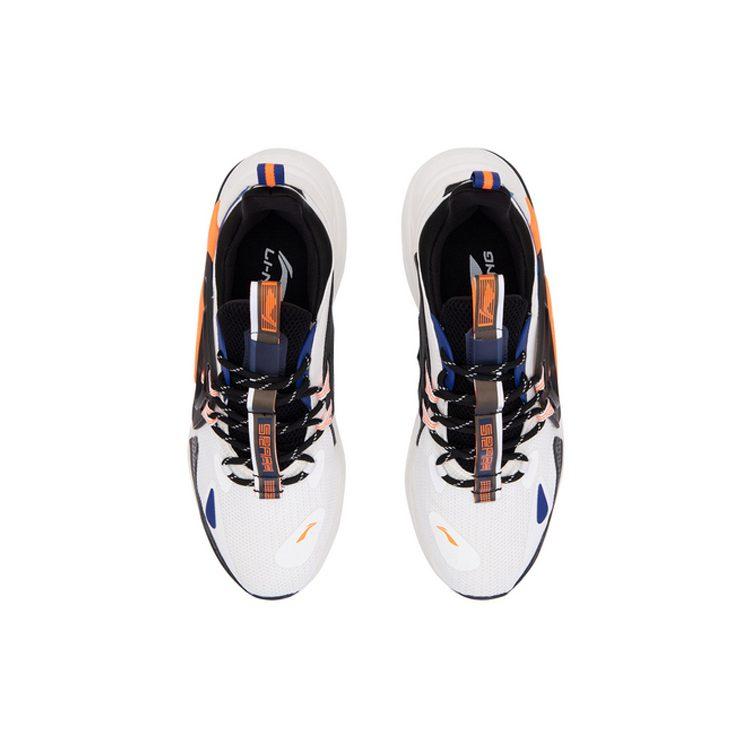 Li Ning Spark Fabric Lightweight Slip Resistant Lightweight Anti Slip Low Top Sports Casual Shoes Men's White Orange AGLQ057-6
