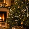 Decorare Suspendată Petrecere Festival Garlan cu Perle Artificiale de Crăciun, Stindard Decorativ Multi-Fir cu Mărgele, Lanțuri Durabile pentru Decorare Copaci Șemineu