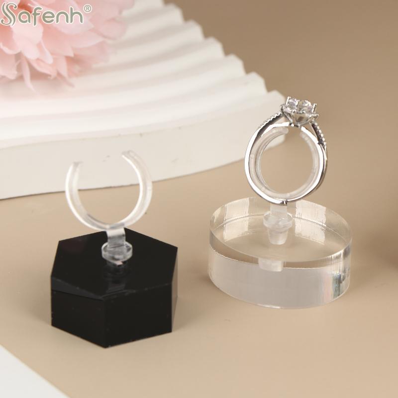 Geometric Acrylic Ring Display Stand with Clear 3 6 Slot Jewelry Box for Wedding Earring Show Shop Organizer