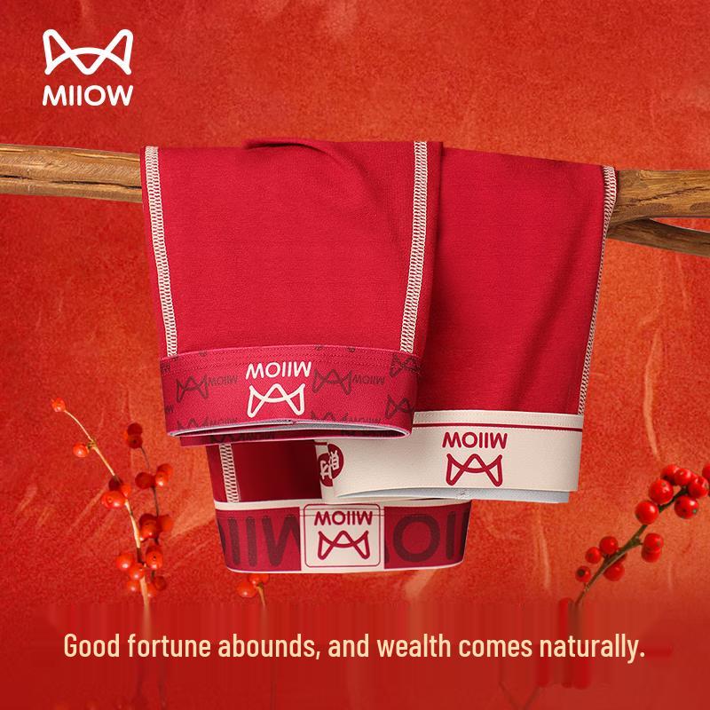 MIIOW Glückliche rote Baumwoll-Boxershorts für Herren