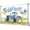 2D Flat Print Tractor Happy Birthday Tapestry Backdrop for Kids Farm Party