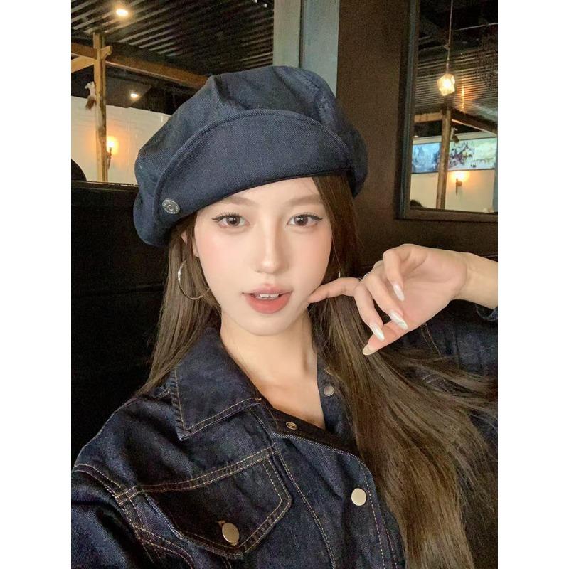 

Черный берет женский летний нишевый дизайн чувство универсальная шляпа художника большой обхват головы облачная восьмиугольная шляпа тренд Average size (58-60cm) синий