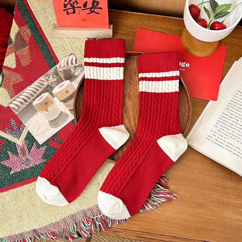 

Red Socks Female Cute Embroidered Tube Socks Birth Year Big Red New Year Socks Big Red Wedding Women S Socks One size fits all