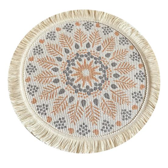 Yousheng Vintage Round Coasters, Pastoral Cotton Linen Placemats, Soft Jute Tassels Drink Mats, Handwoven Table Pads Mats Accessories