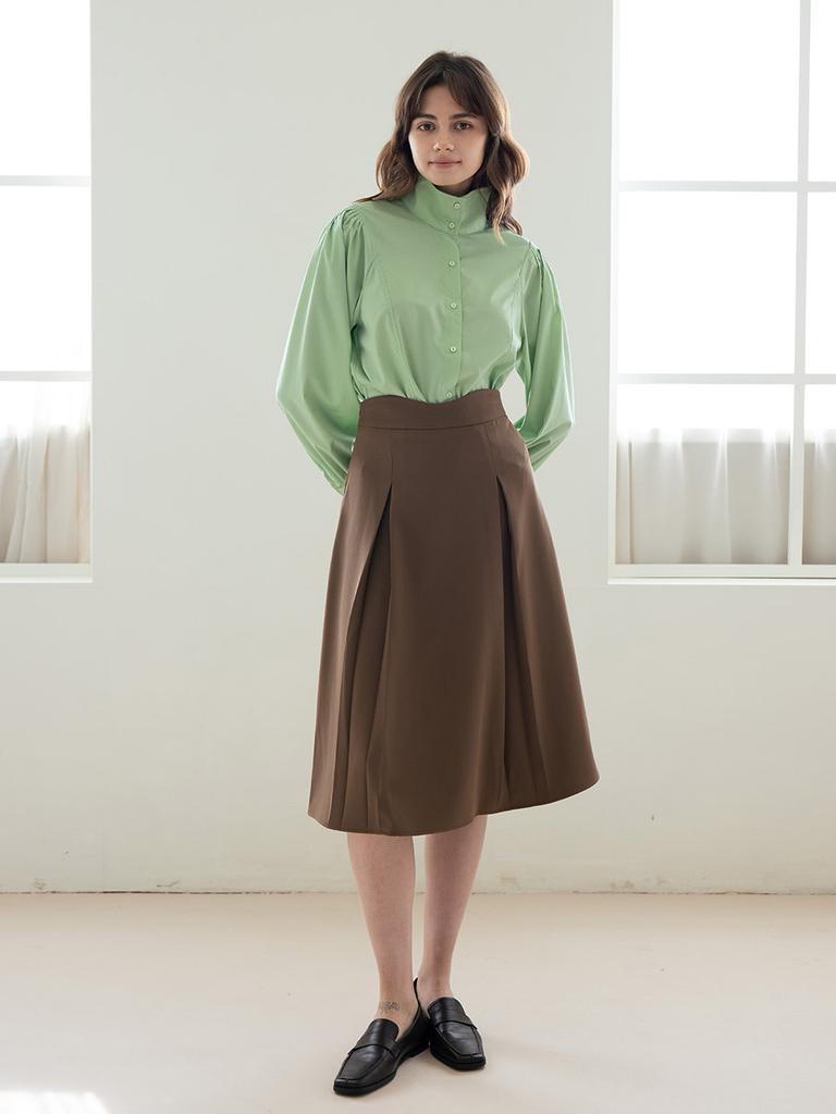 Wednesday Delight Wed_Irregular High-Waist Skirt_Brown