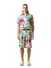 GREEDILOUS White Graffiti Print Short Sleeve Oversized Button Down Shirt