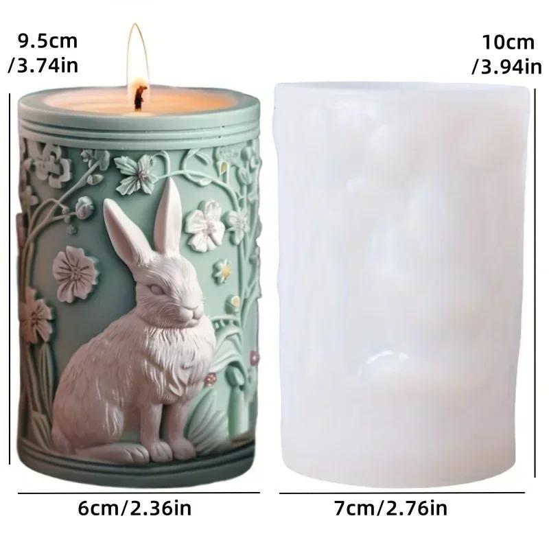 Diy Sika deer flower relief cylindrical candle silicone mold  spring and summer Sika deer stone relief cylindrical resin mold