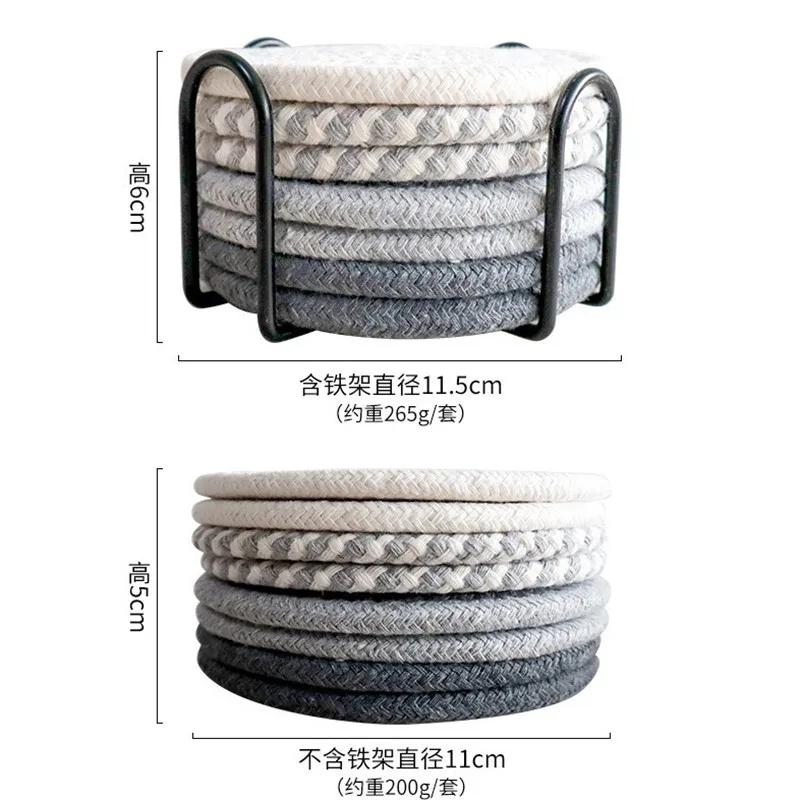 8Pcs/set 11x11cm Round Cotton Woven Coffee Mug Cup Coaster Placemat Dining Plate Mat Kitchen Insulation Pad Table Decoration