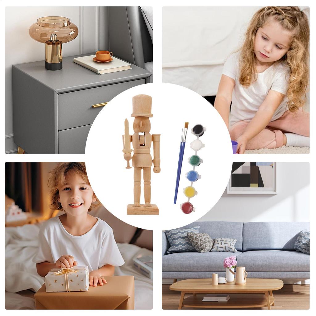 Weihnachts Unfertige Nussknacker Figuren Holz Unbemalte Soldaten Holz Nussknacker Unfertig Mit Malset Für Kinder Erwachsene Alle