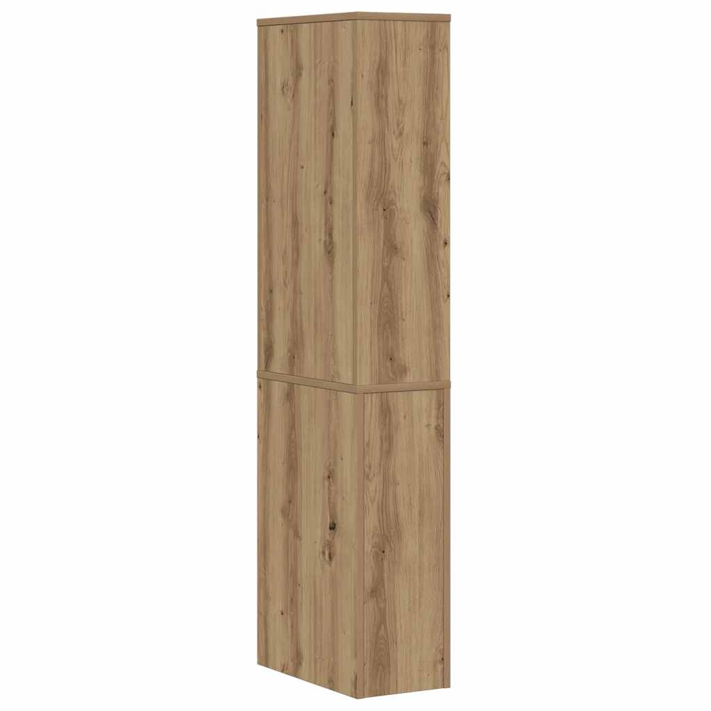 Narrow Bathroom Cabinet with Casters Artisan Oak Finish Particleboard