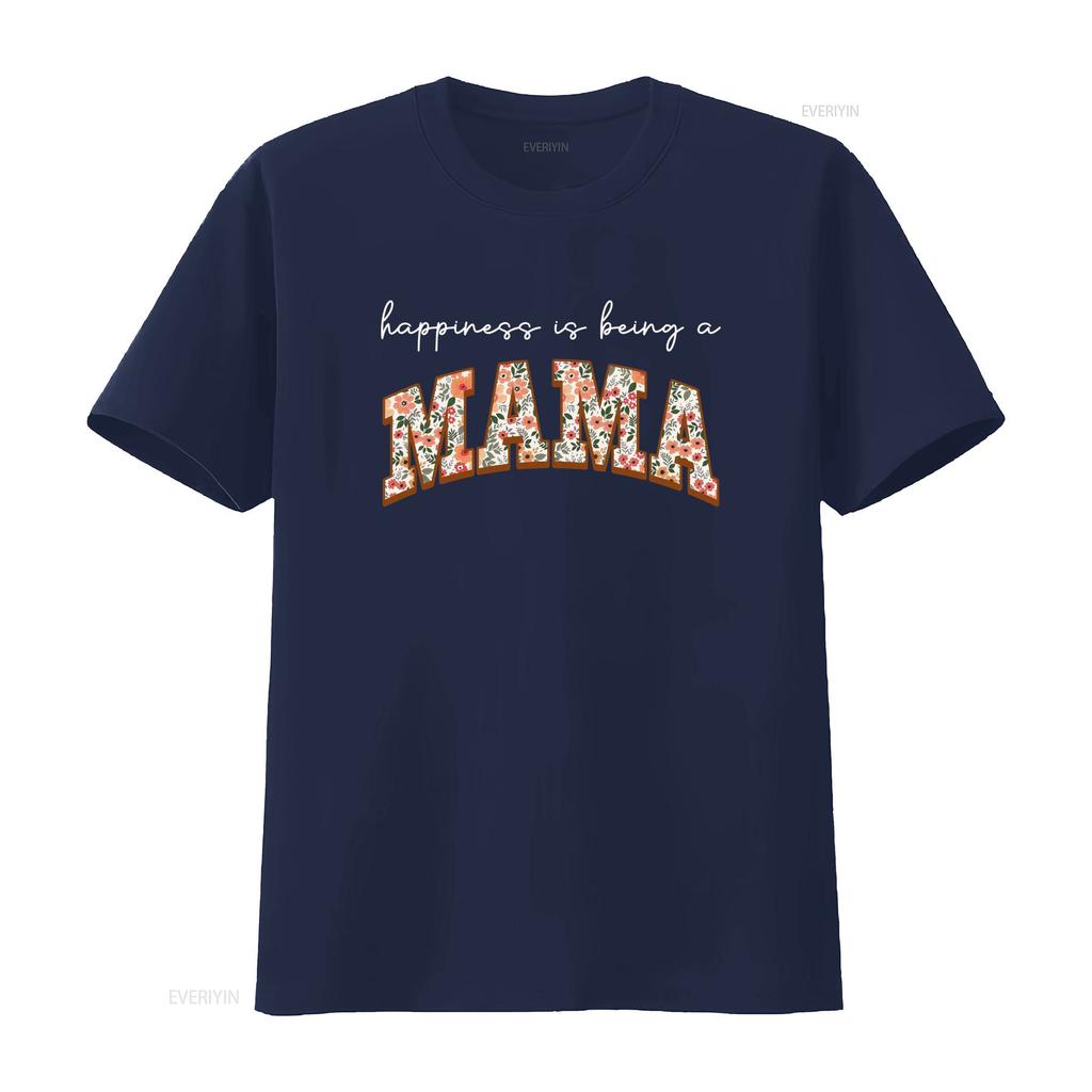 Retro Boho Floral Happiness Is Being A Mama Print Casual Mothers Day T Shirt vintage Washed Soft Stretched homme streetwear