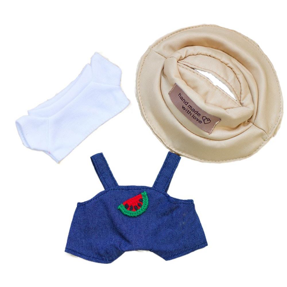 

1 set Strap Pants Labubu Plush Doll Outfit Hat Labubu Pendant Clothes Children Gift watermelon