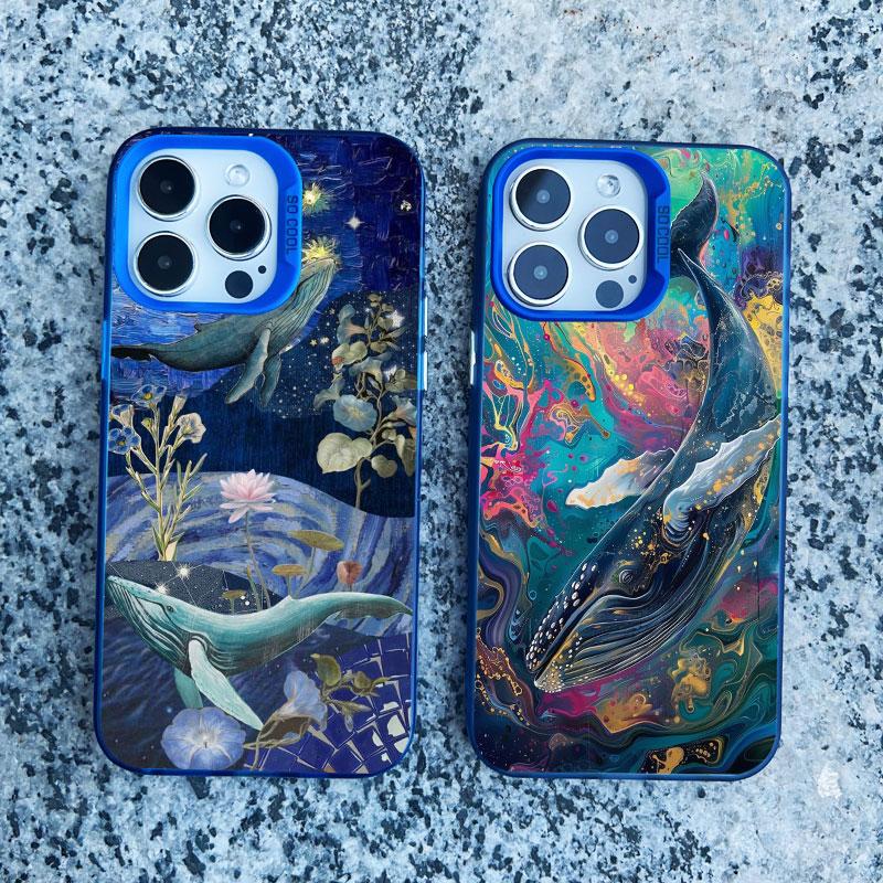 Space Ocean Whale Shark Phone Case For IPhone 16 15 14 Pro Max 13 11 12 Pro Max Mini 16 15 14 Plus Shockproof Laser Cover Fundas