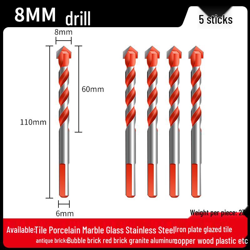 All-in-One 6mm Alloy Triangle Drill Bit for Tile, Concrete, Glass, and Cement