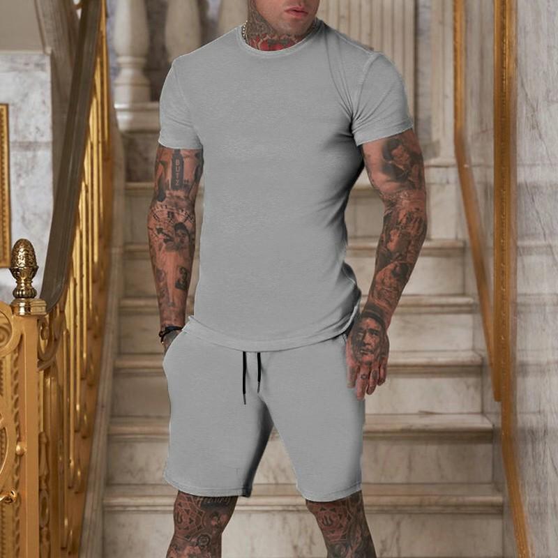 2025 Summer Street Style Men's Casual Plus Size Set - Short-Sleeved Shirt & Shorts