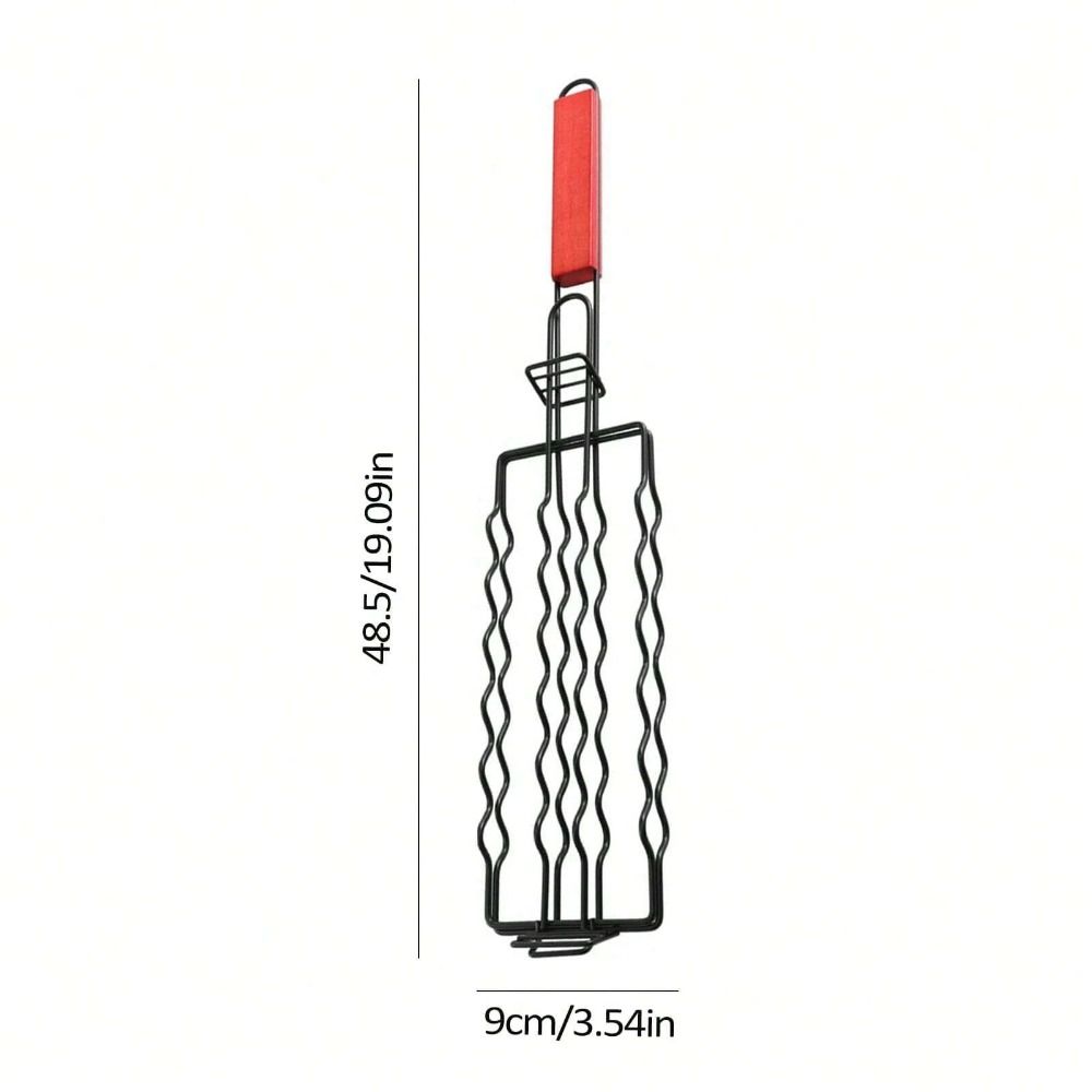 1Pcs Metal Sausage Grill Cage Heat Resistant Handle BBQ Grill Rack  Fish Grilling Clip Tool