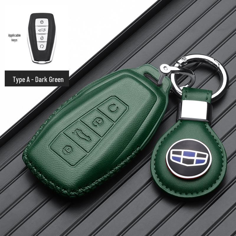 Genuine Leather Key Case for Geely Boyue, Xingyue L, Binyue ICON, Xingrui, Panda Mini - Premium Metal Shell