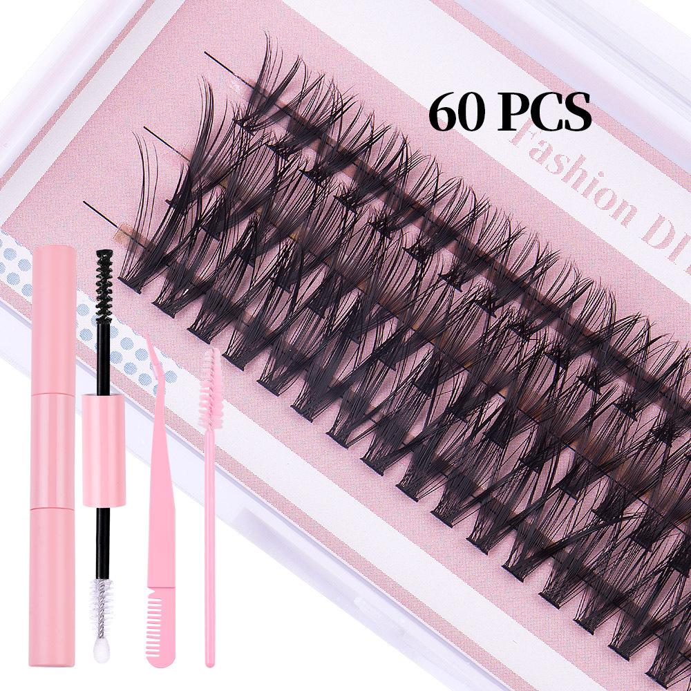 Diy Segmented False Eyelashes 3 Rows 12-16M With Glue Tweezers Set Combination Eyelashes