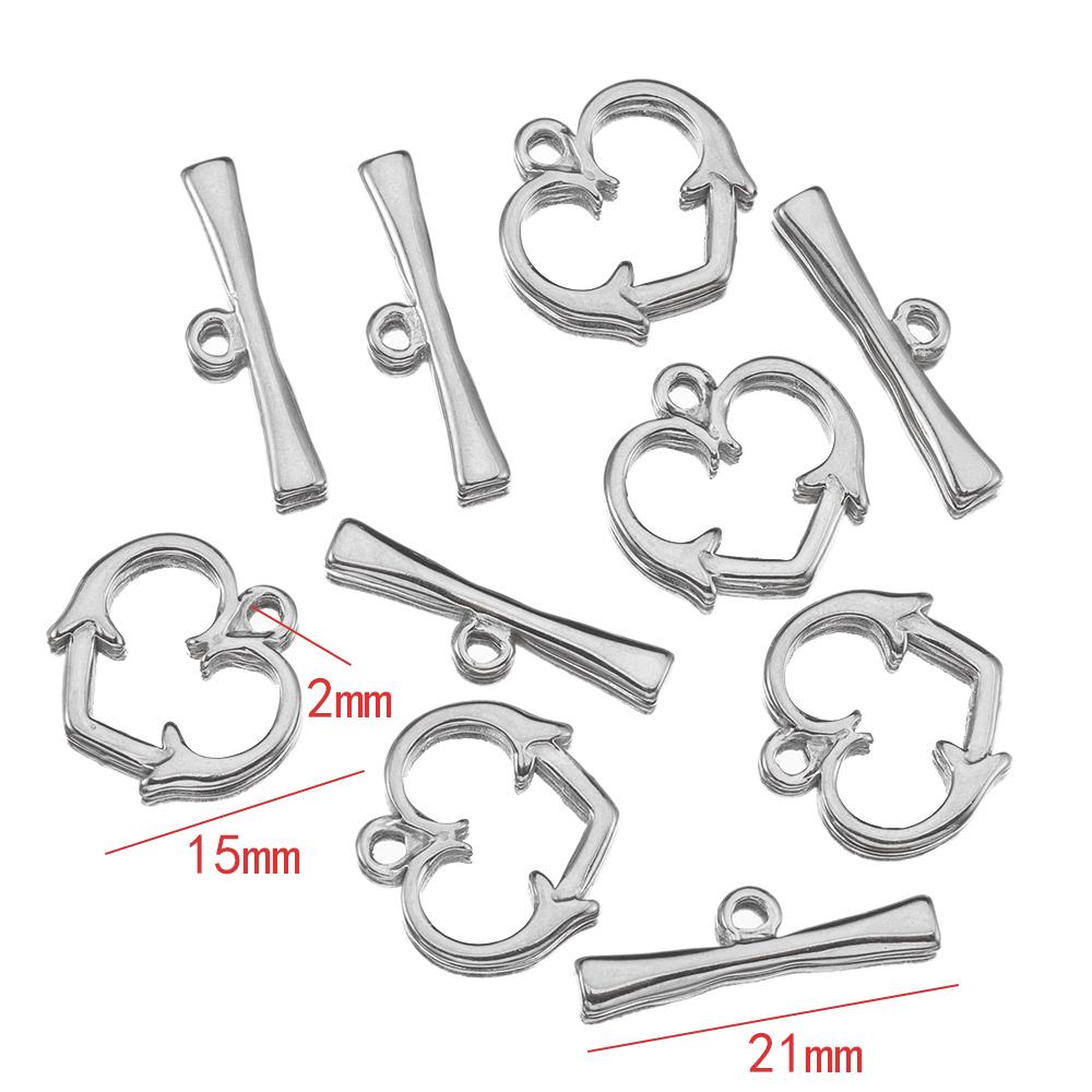 4sets Gold color Stainless Steel OT Toggle Clasps Clasps Love Heart Necklace Bracelet Buckle Connectors for Jewelry Making DIY