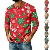 Men's Casual Shirt with Raglan Three-Quarter Sleeves, Christmas Print