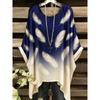 Summer Top Women Arrival Elegant Vacation Style Plus Size Simple Casual Meteor Pattern Print Irregular Hem Round Neck T-Shir