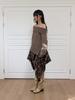Minderly Check Draped Long Skirt - Brown