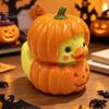 Compact Resin Sculpture for Windows Halloween Pumpkin Duck Ornament, Stacked Yellow Party Table Decorations Figurines, Cute Mini Desktop Decor