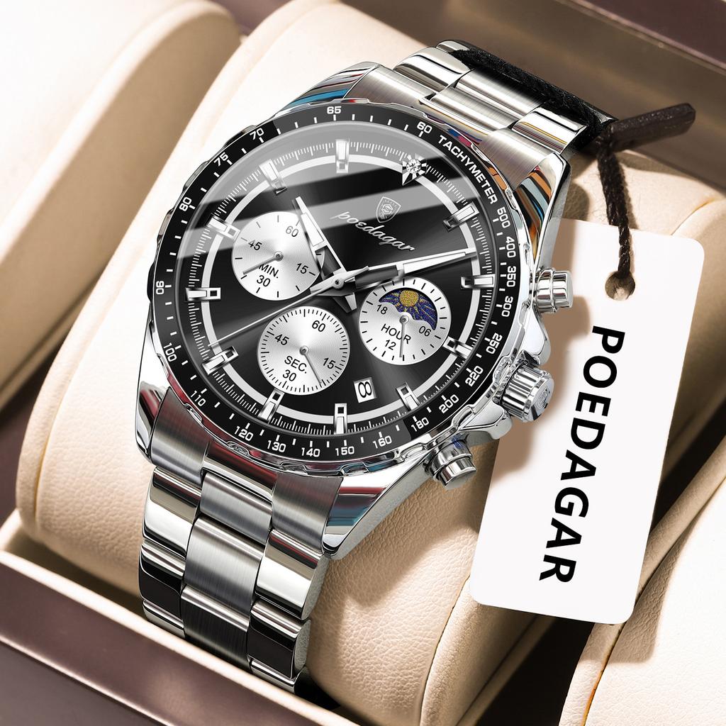 Watch Multi-Function Steel Belt Waterproof Quartz Watch Men'S Watch Luminous