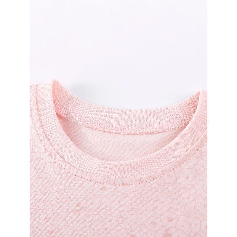 New Foreign Trade Style Children's Clothing, Girls' Cartoon Cat Print Dress, Summer Short-Sleeved Waist-Cinching Pink Princess Dress
