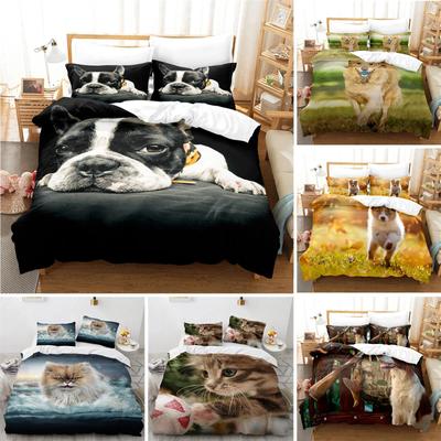 Funda de edredón con diseño de Pug para mascotas, juego de cama de microfibra para cachorros, tamaño doble, para habitación de niños y niñas, funda de edredón con temática de animales en 3D