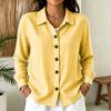 Women Button Down Long Sleeve Shirt Casual Striped Collar Blouse Lightweight Relaxed Fit Top for Everyday Wear
