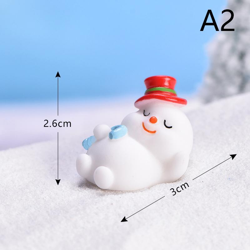 Mini Resin Santa Claus Snowman Statue Micro Landscape Model Diy Miniature Garden Statue New Year Home Decorations