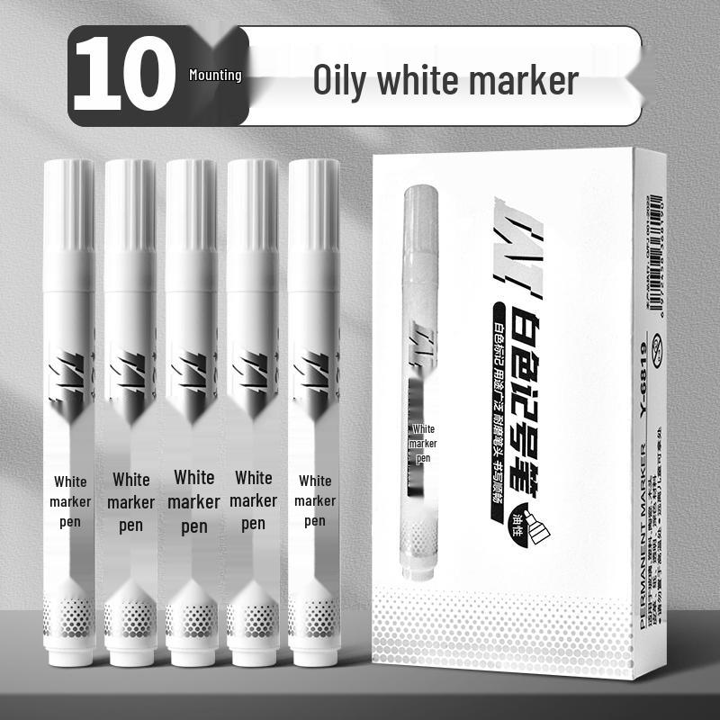 White Waterproof Quick-Dry Oil-Based Tire Marker Pen, Fade-Resistant Fine and Broad Points for Labeling.