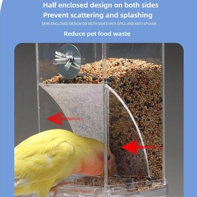 No Mess Bird Feeders Automatic Parrot Feeder Drinker Container Food Cage Acrylic For Parakeets N0F8