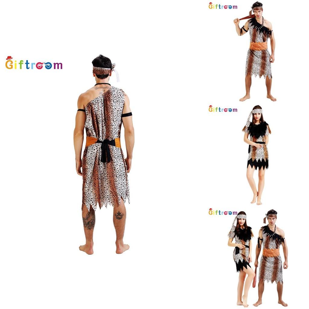 Casal Primitivo Moderno Estampa de Leopardo Fantasia Selvagem Traje Engraçado para Performance de Palco