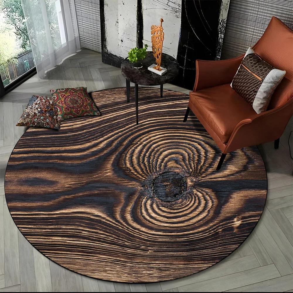 3D Color Wood Grain Lines Round Area Rug,Carpet Rug for Living Room Bedroom Sofa Child Playroom Decor,pet Non-slip Gift