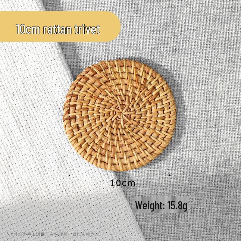 Rattan Heat-Resistant Trivet & Coaster Set: Anti-Scald Pot, Bowl, Plate, and Teapot Mats for Dining Tables