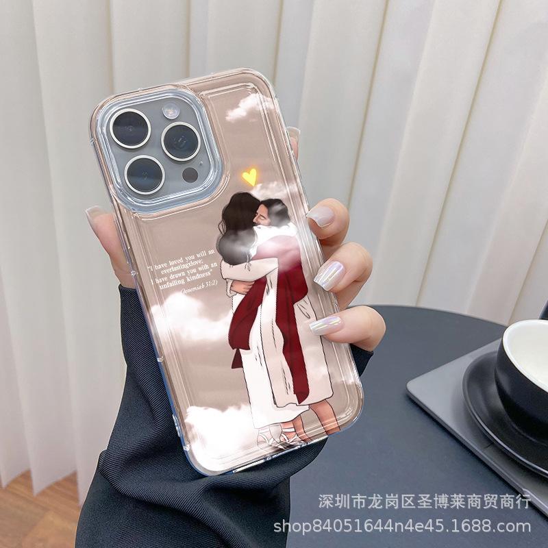 Hug couple for apple 15 mobile phone case iphone12promax transparent 14/13/11/XR airbag 16