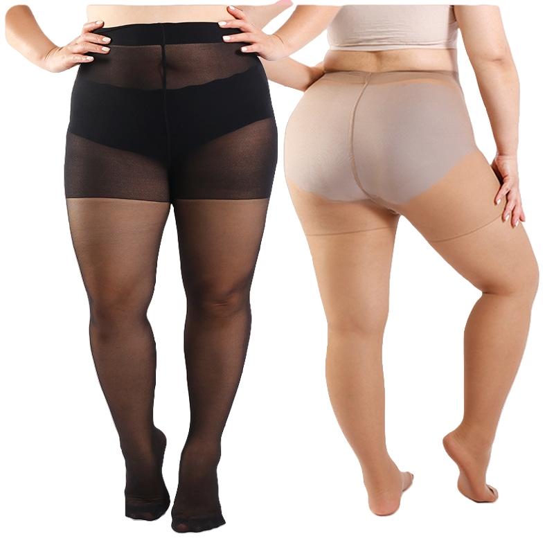 5 Pairs Women Plus Size 20D Sheer Tights High Waist Nylon Pantyhose Super Elastic 4Xl Large Size For Big Ladies 150Kg/330Lbs