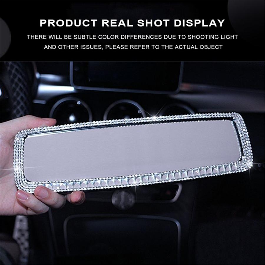Sparkle Diamond Car Interior Rearview Mirror Bling Rhinestone Decor Accessories