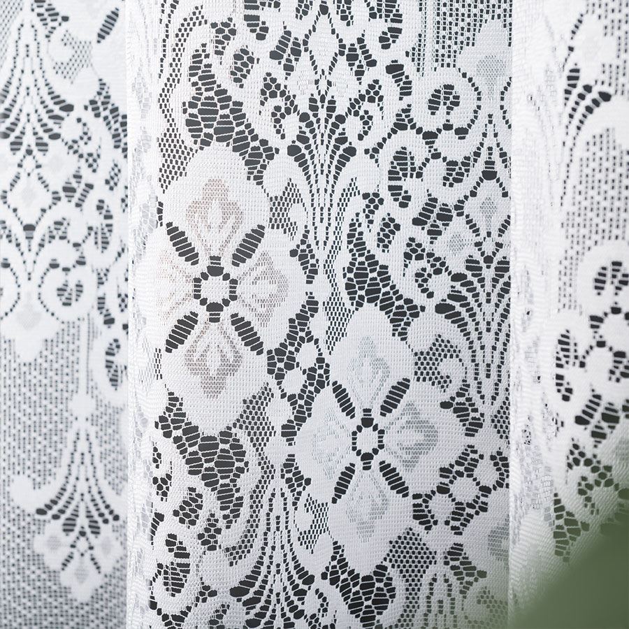 Nadia - Ready-Made Jacquard Curtain With A Cut At The Bottom - 300X160 Cm - White
