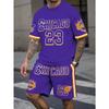 Men's Sports Short Sleeve Top Shorts Set Plus Size Breathable Basketball Sports Clothing Letter Print T-shirt Shorts 2-piece Set