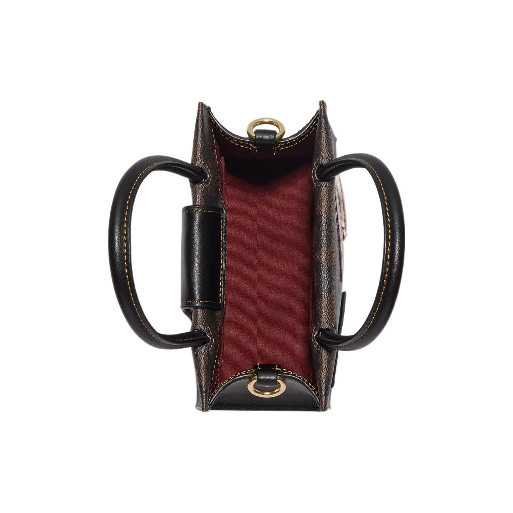 New COACH Cally Patchwork Cow Split Leather Handbags Shoulder Bag Crossbody Bag Mini Women's Dark Brown CE593-IMOSN