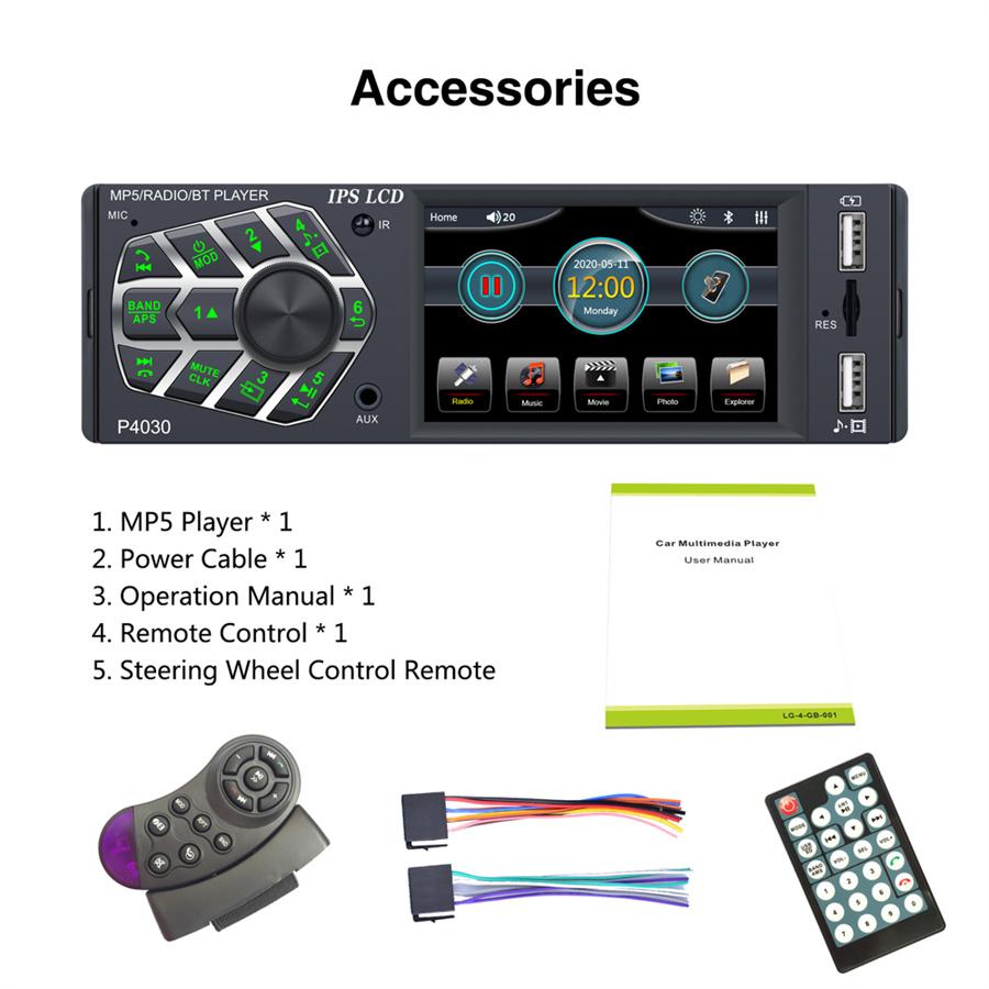 Car 3.8" IPS screen Bluetooth RMVB/MP5/Radio/Bluetooth Player FM Radio Support  Micophone