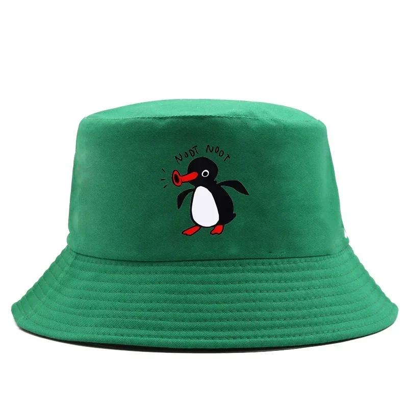 Sommer Pinguin Eimerhut Wende-Bob Herren Damen Baumwolle Reise Strand Fischerhut Outdoor Sport Hochzieh-Bob Panama Sonnenhut