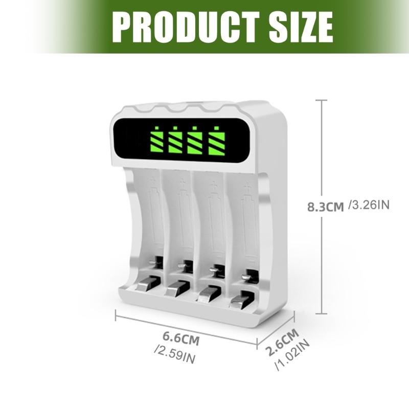 USB Type C Port NiMH Battery Charging Dock 4 Slots LCD Screen for 2A and 3A Rechargeable Batteries 1800mA 900mA Output